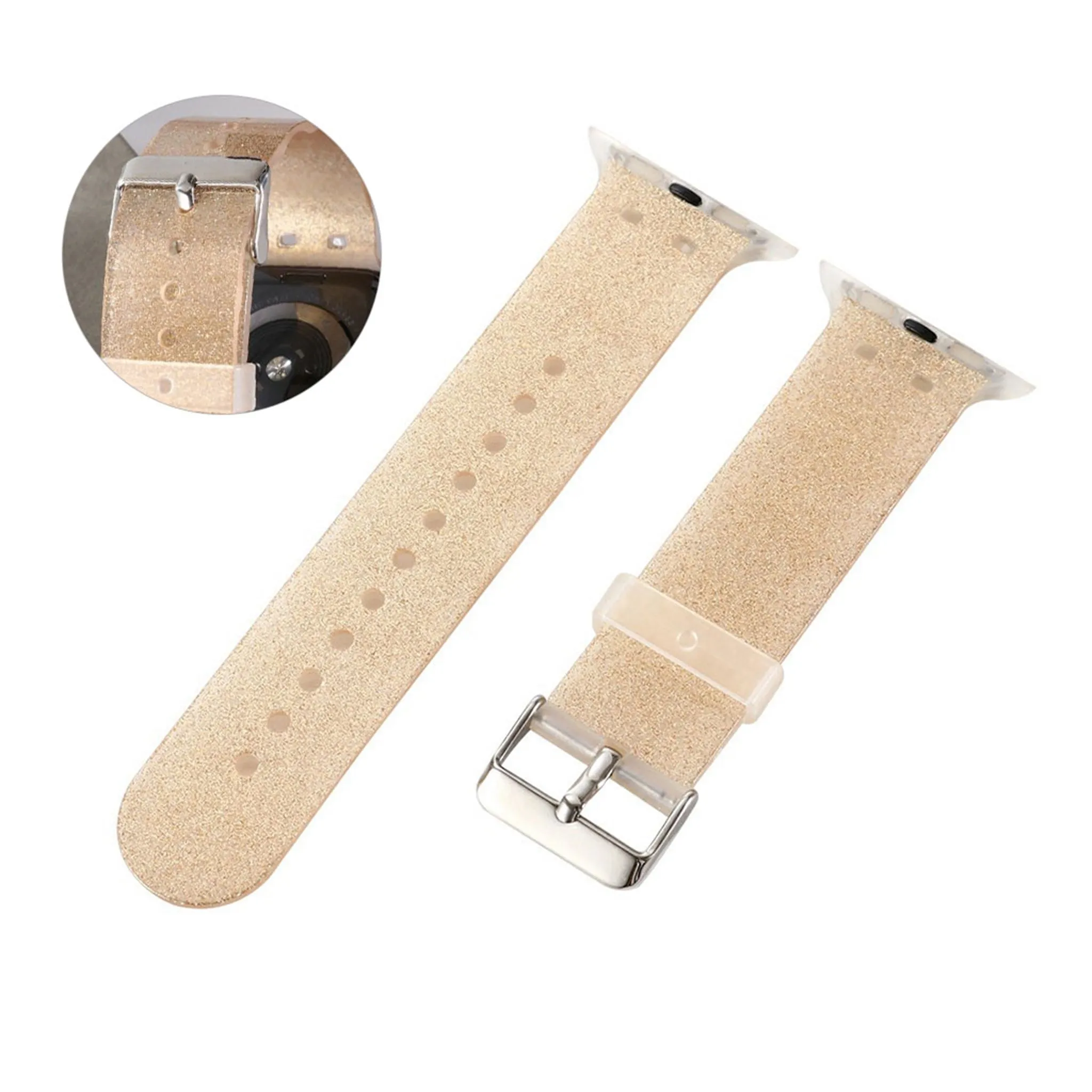 Apple Watch 44mm stylish pattern TPU watch strap - Beige / Glitter