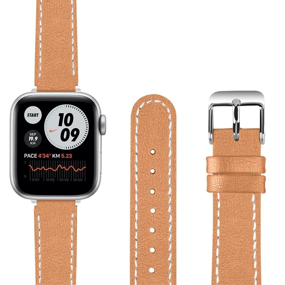 Apple Watch (45mm) elegant genuine leather watch strap - Coffee