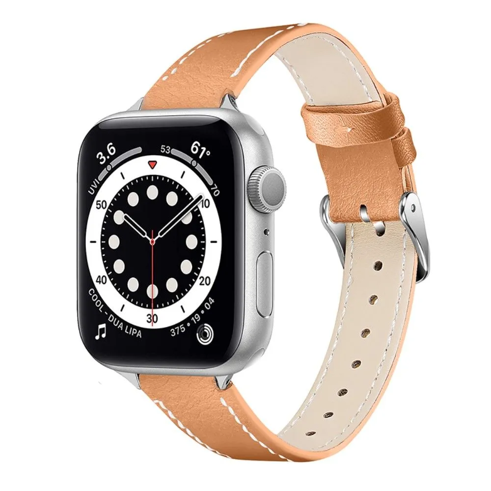 Apple Watch (45mm) elegant genuine leather watch strap - Coffee