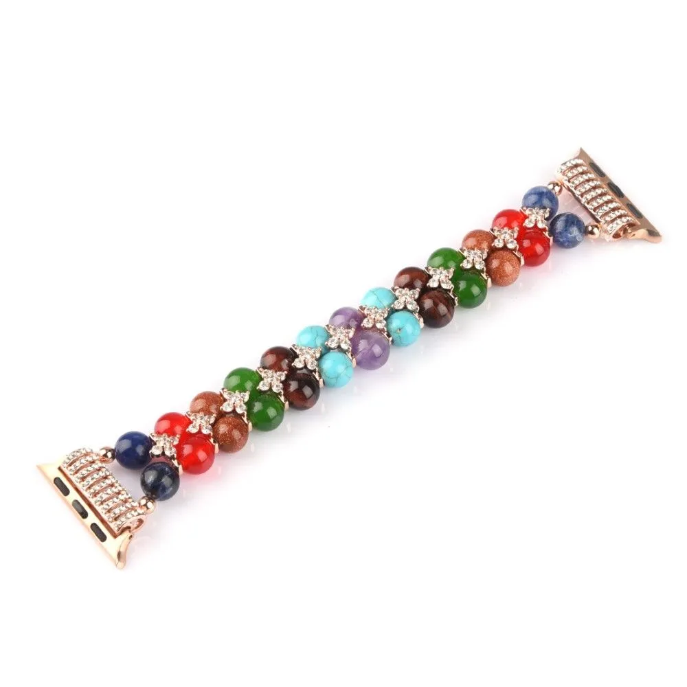 Apple Watch (45mm) rhinestone décor bead watch strap - Rose Gold