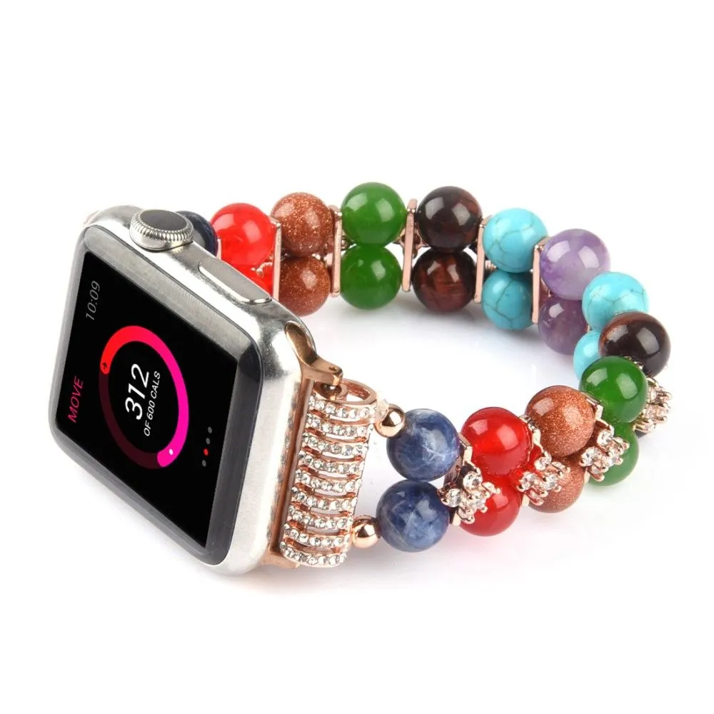 Apple Watch (45mm) rhinestone décor bead watch strap - Rose Gold