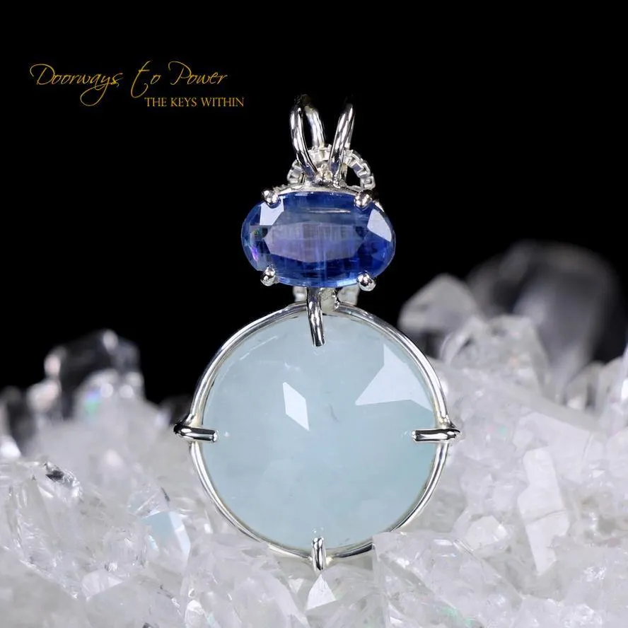 Aquamarine Kyanite Radiant Heart Crystal Pendant