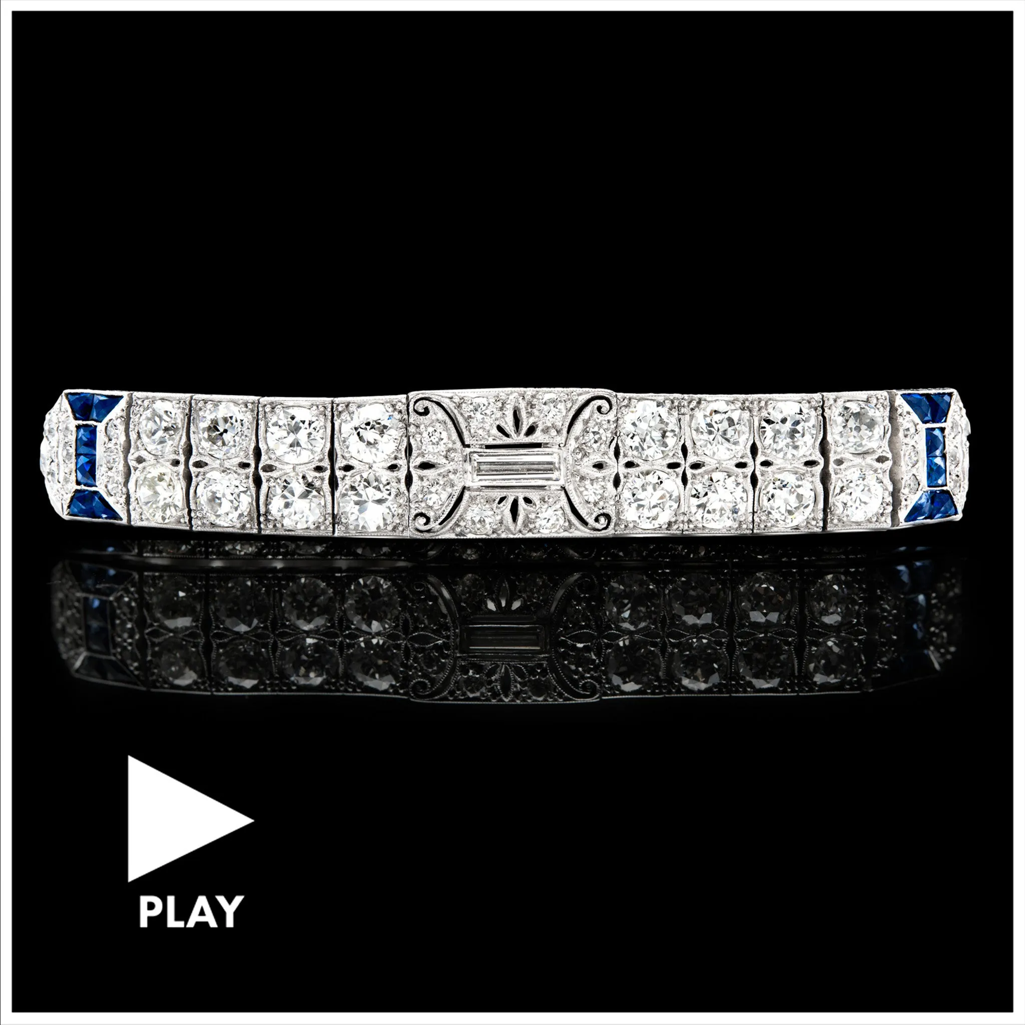 Art Deco Finely Crafted Diamond & Sapphire Bracelet, Circa 1930s