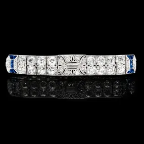 Art Deco Finely Crafted Diamond & Sapphire Bracelet, Circa 1930s