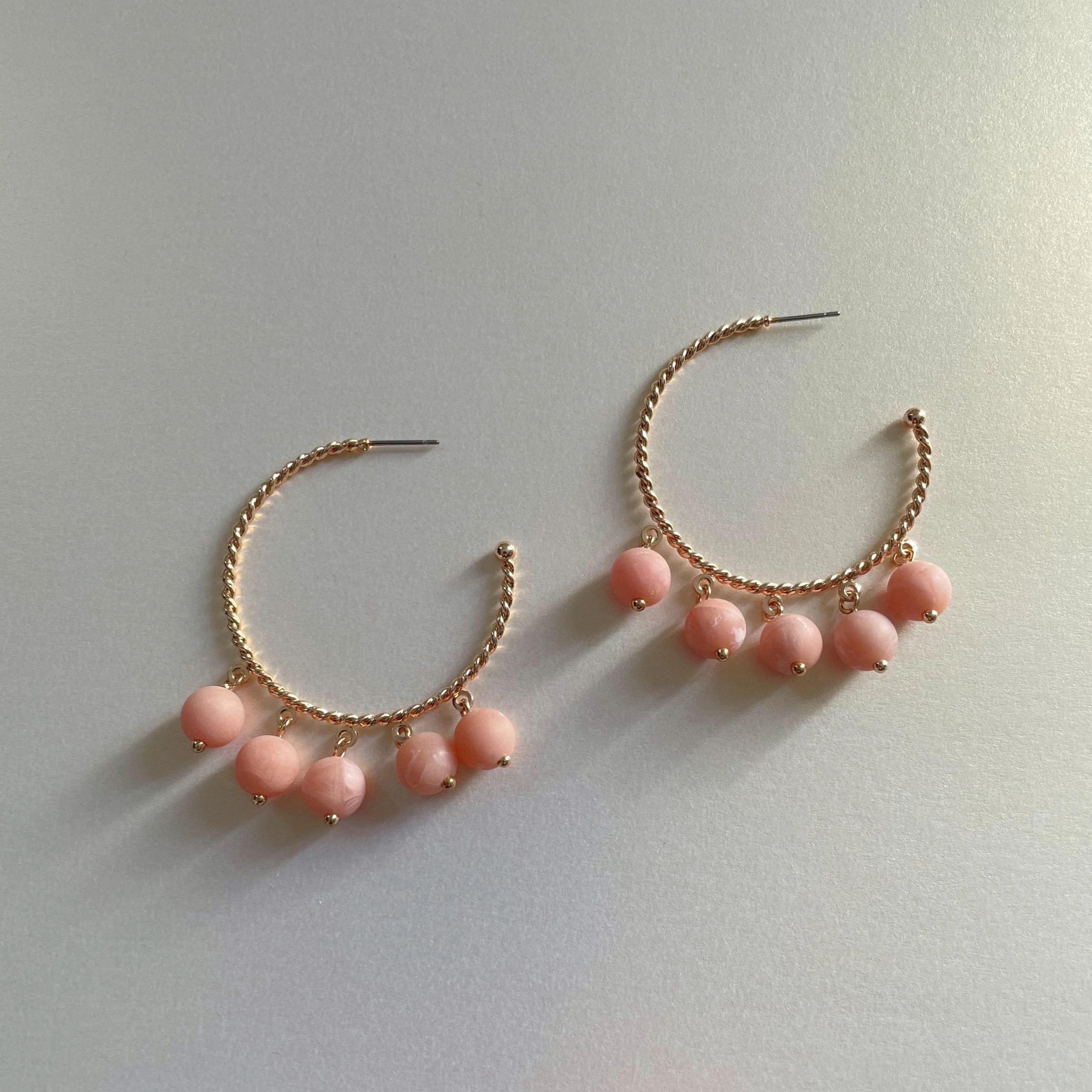 Ashanti Coral Bead Boho Hoops