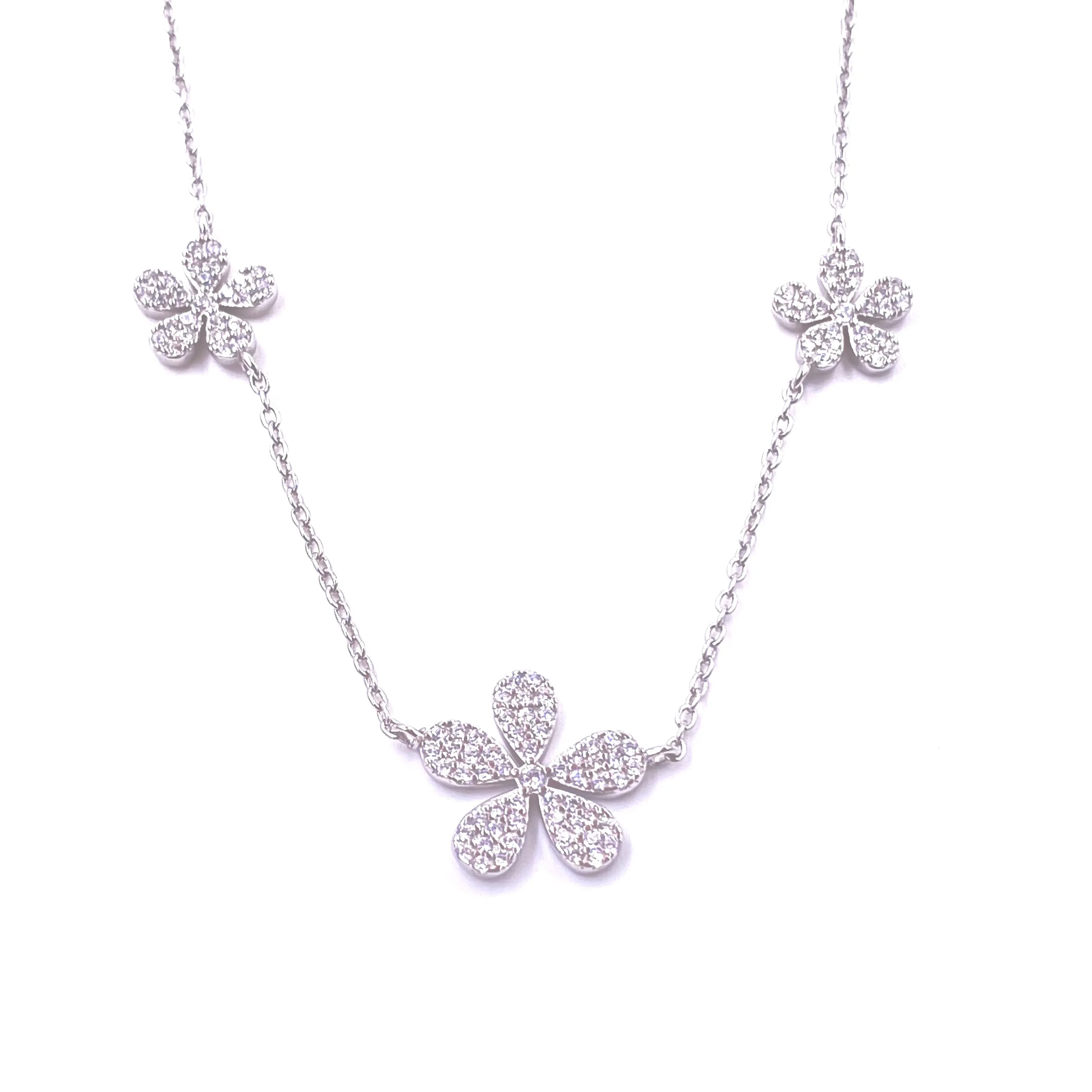 Ashley Gold Sterling Silver 5 Rose CZ Drop Necklace