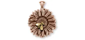 Aster Jewelry 14k Rose Gold Handmade Aster Flower Pendant  AST2-BEEPRG