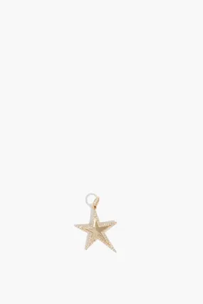 Asymmetric Pave Star Pendant in 14k Yellow Gold