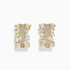 Aurora 14K Yellow Gold Opal and Diamond Earrings, 3.65 TCW