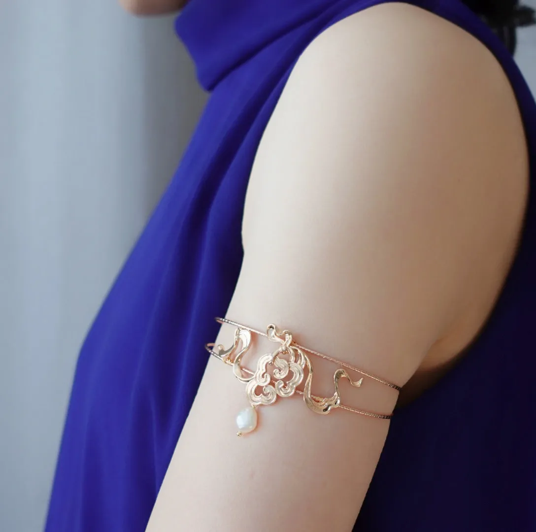 Auspicious Cuff Bangle Bracelet Gold