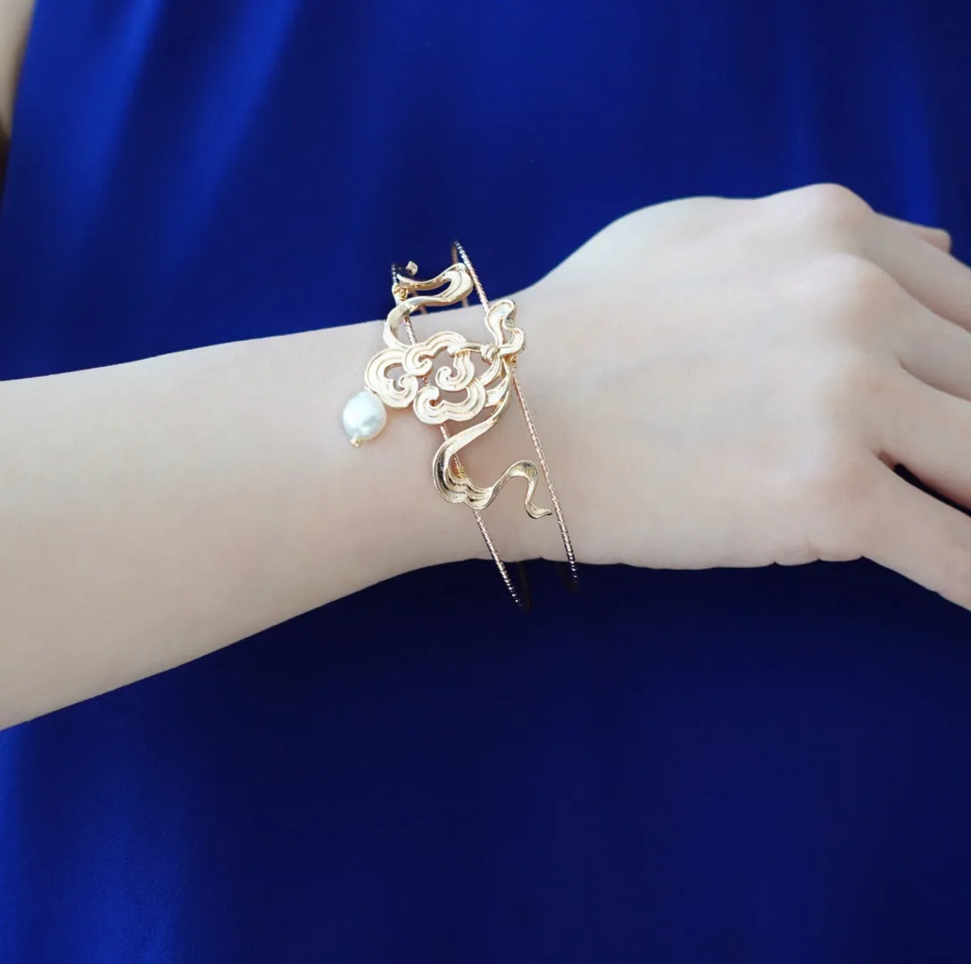 Auspicious Cuff Bangle Bracelet Gold