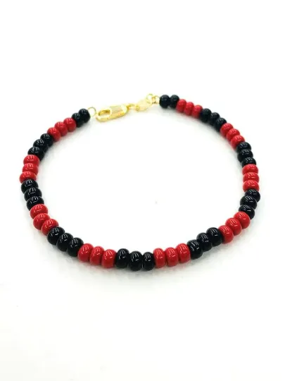 Azabache Black Red Beads Bracelet Protection Jewelry Pulsera Azabache 7.75" Proteccion