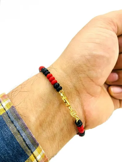 Azabache Black Red Beads Bracelet Protection Jewelry Pulsera Azabache 7.75" Proteccion