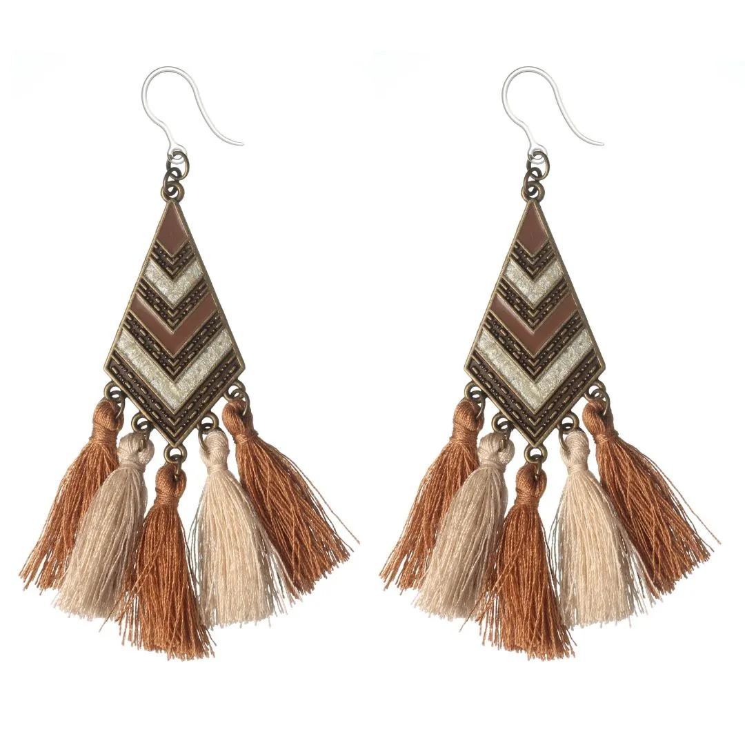 Aztec Tassel Dangles Hypoallergenic Earrings for Sensitive Ears Made with Plastic Posts