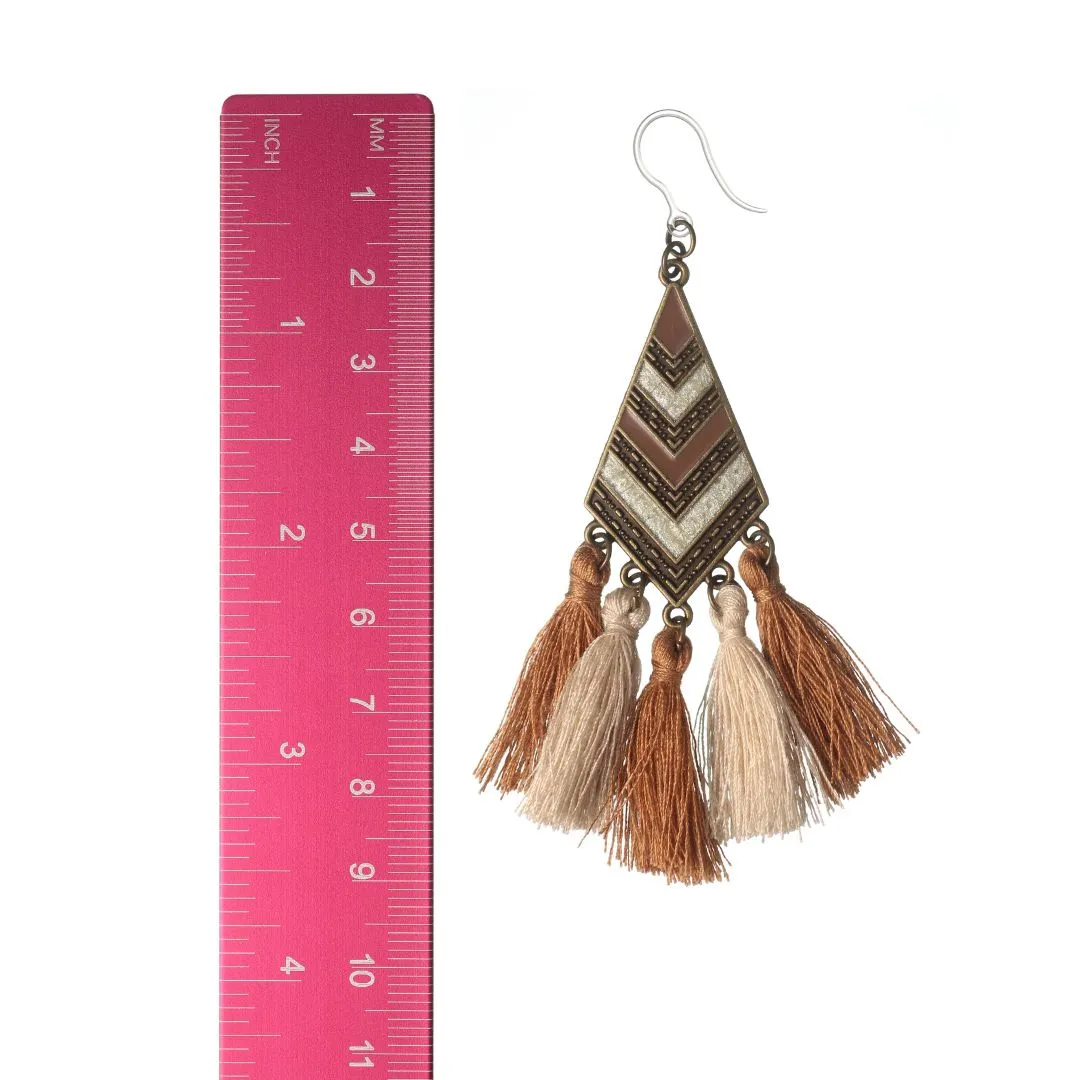 Aztec Tassel Dangles Hypoallergenic Earrings for Sensitive Ears Made with Plastic Posts