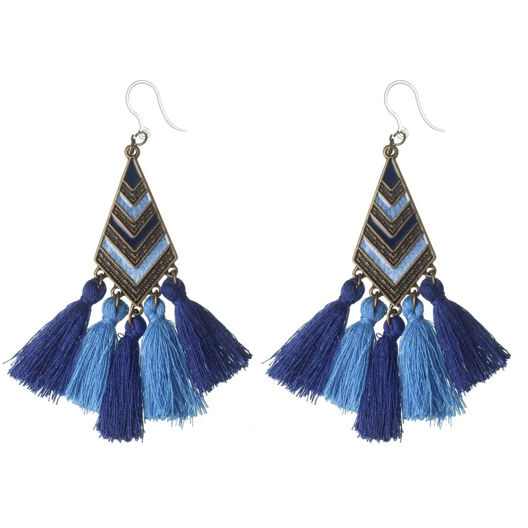 Aztec Tassel Dangles Hypoallergenic Earrings for Sensitive Ears Made with Plastic Posts