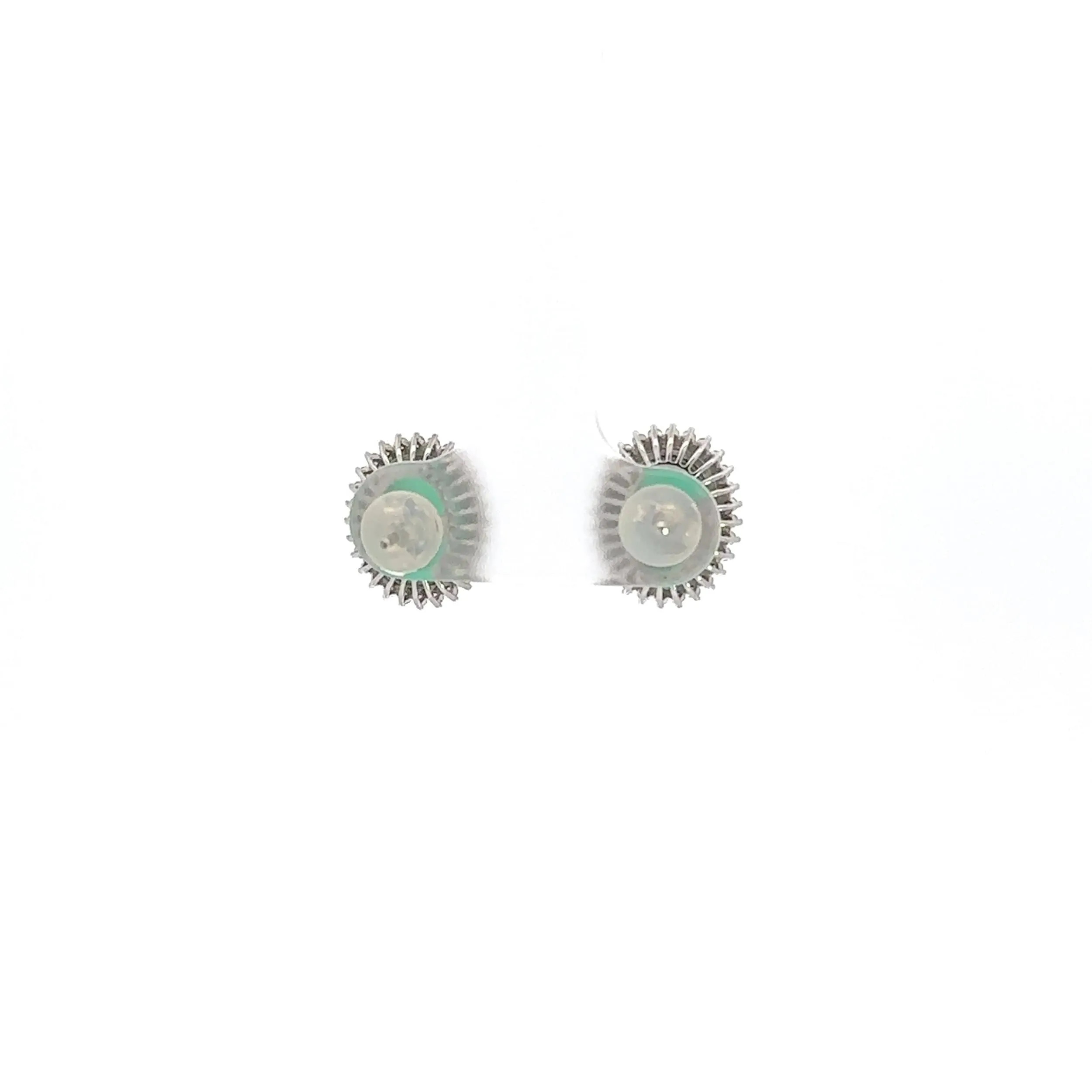 Baikalla™ Classic 18k White Gold AA Emerald Stud Earrings With Diamonds