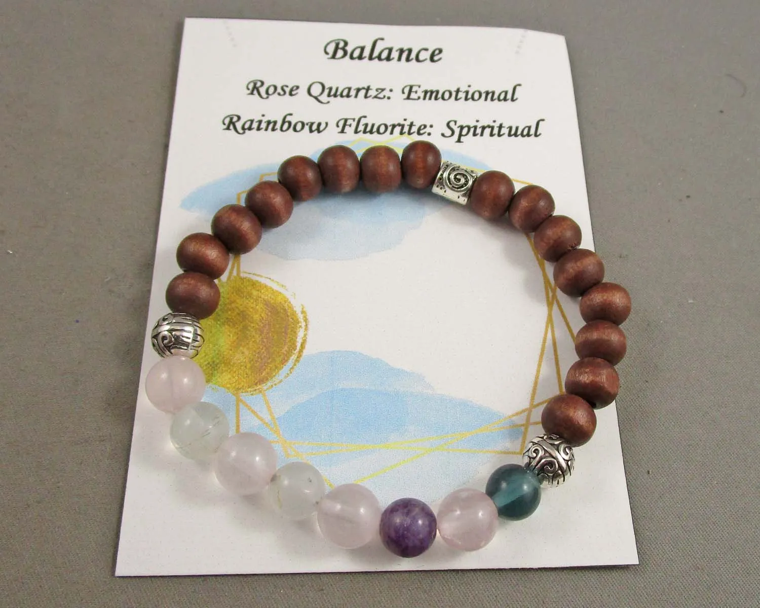 Balance Bracelet (Rose Quartz & Rainbow Fluorite) RC009