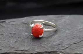 Bamboo Coral Ring - Natural Coral Ring - Red Solitaire Ring