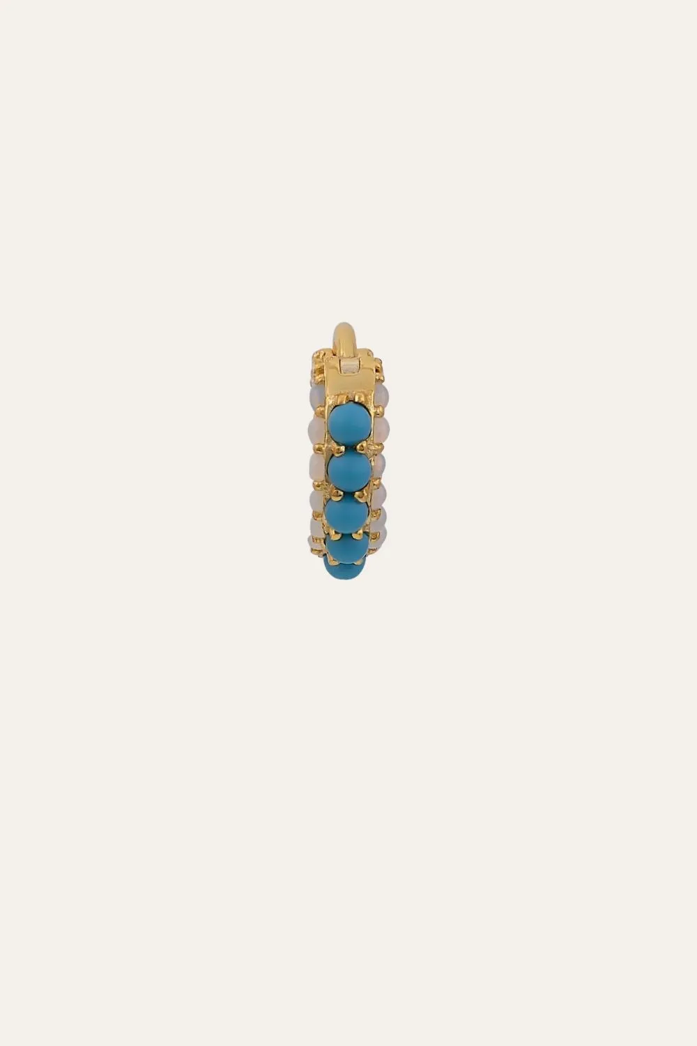 Barrel turquoise cz & opal gold vermeil huggie