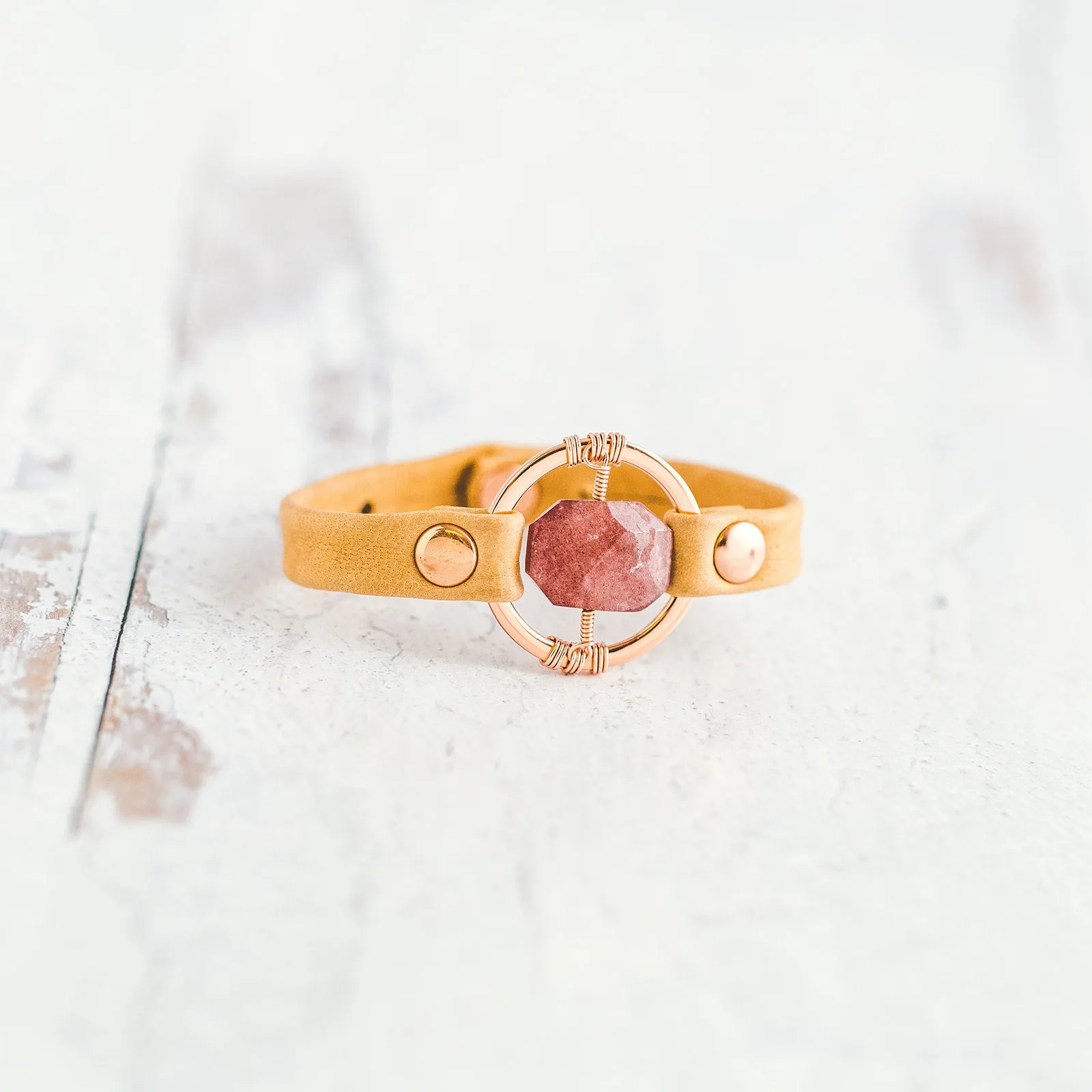 Be the Light Bracelet - Rose Gold - Strawberry Quartz