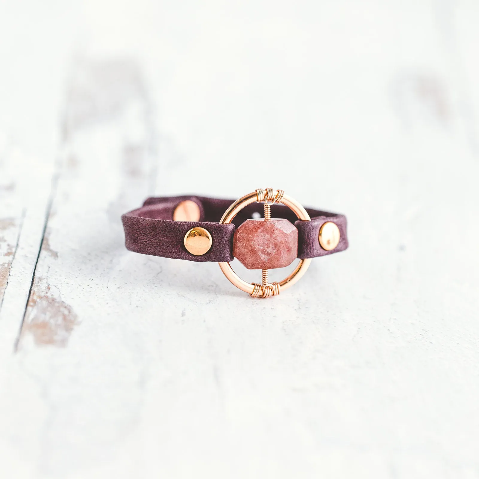 Be the Light Bracelet - Rose Gold - Strawberry Quartz