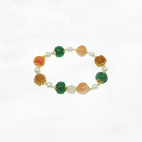 Beaded Gemstone Pumpkin Bracelet