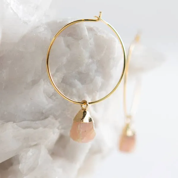 Bella Gemstone Earrings, Rose Quartz