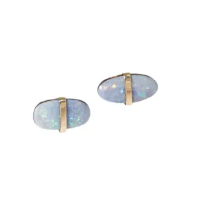 Bezel Wrapped Free Form Australian Opal Stud Earrings