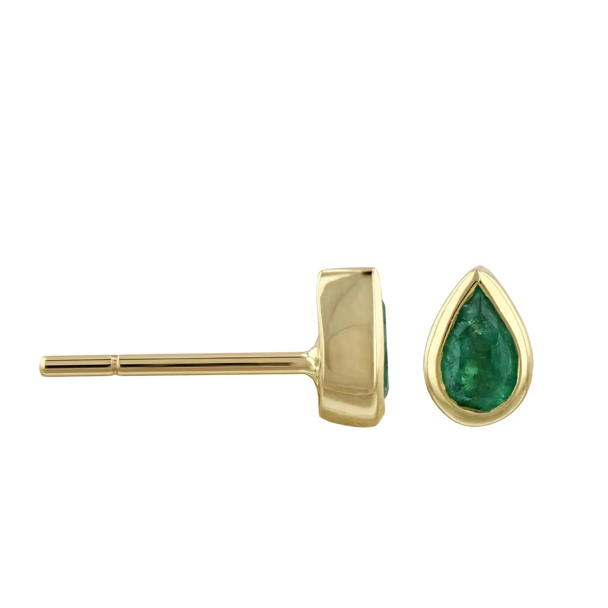 Bijou Collection Pear Cut Emerald Stud Earrings | 9K Yellow Gold