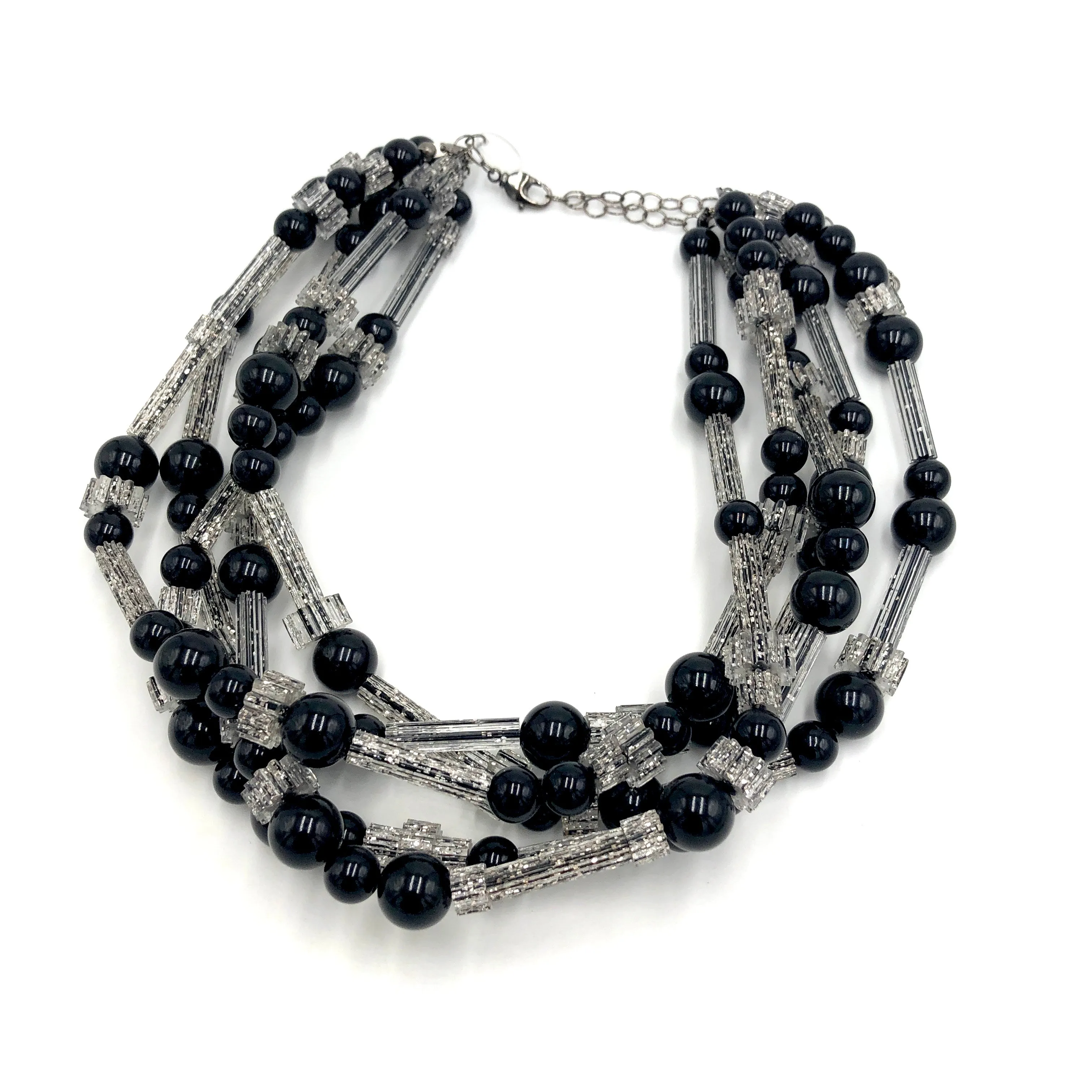 Black & Fractured Sparkle Sylvie Beaded Necklace