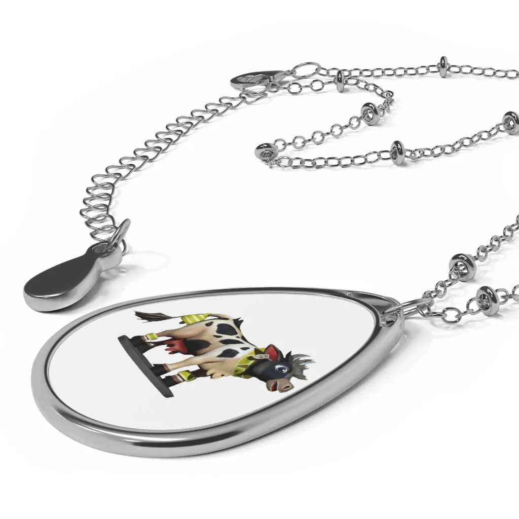 Black Cow Oval Necklace