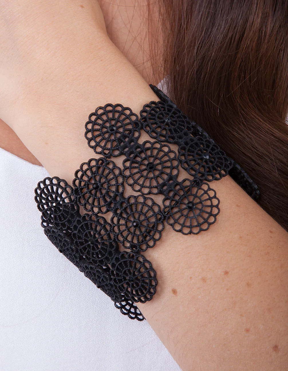 Black Filigree Cuff Bracelet