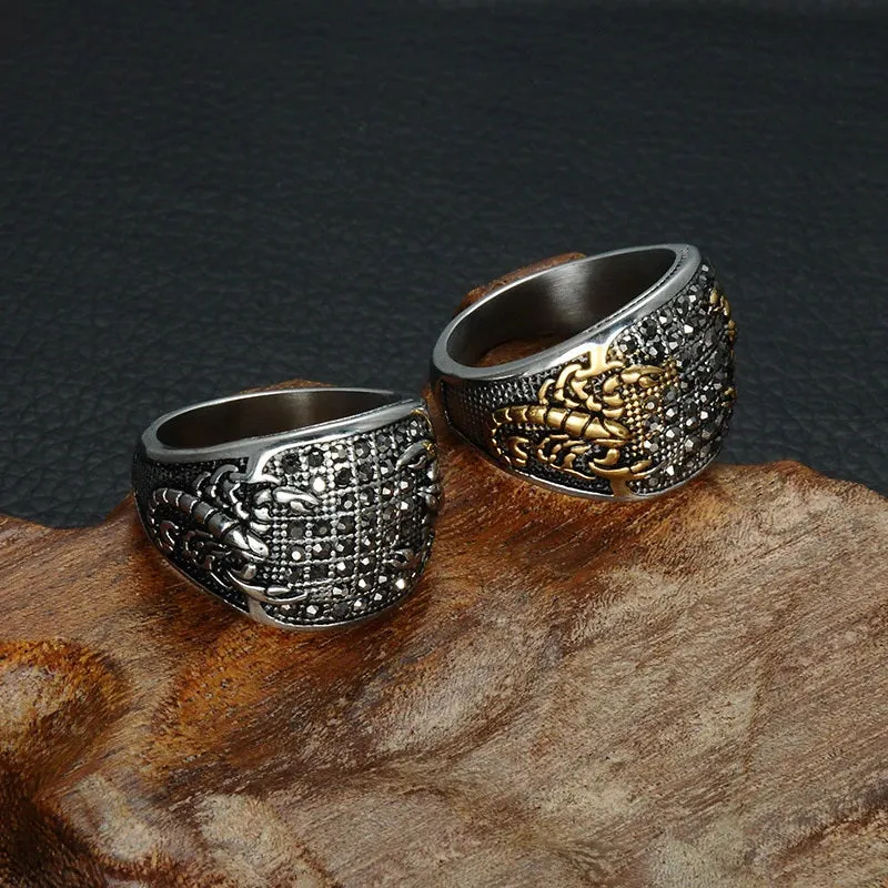 Black Marcasite Stainless Steel Scorpion Ring