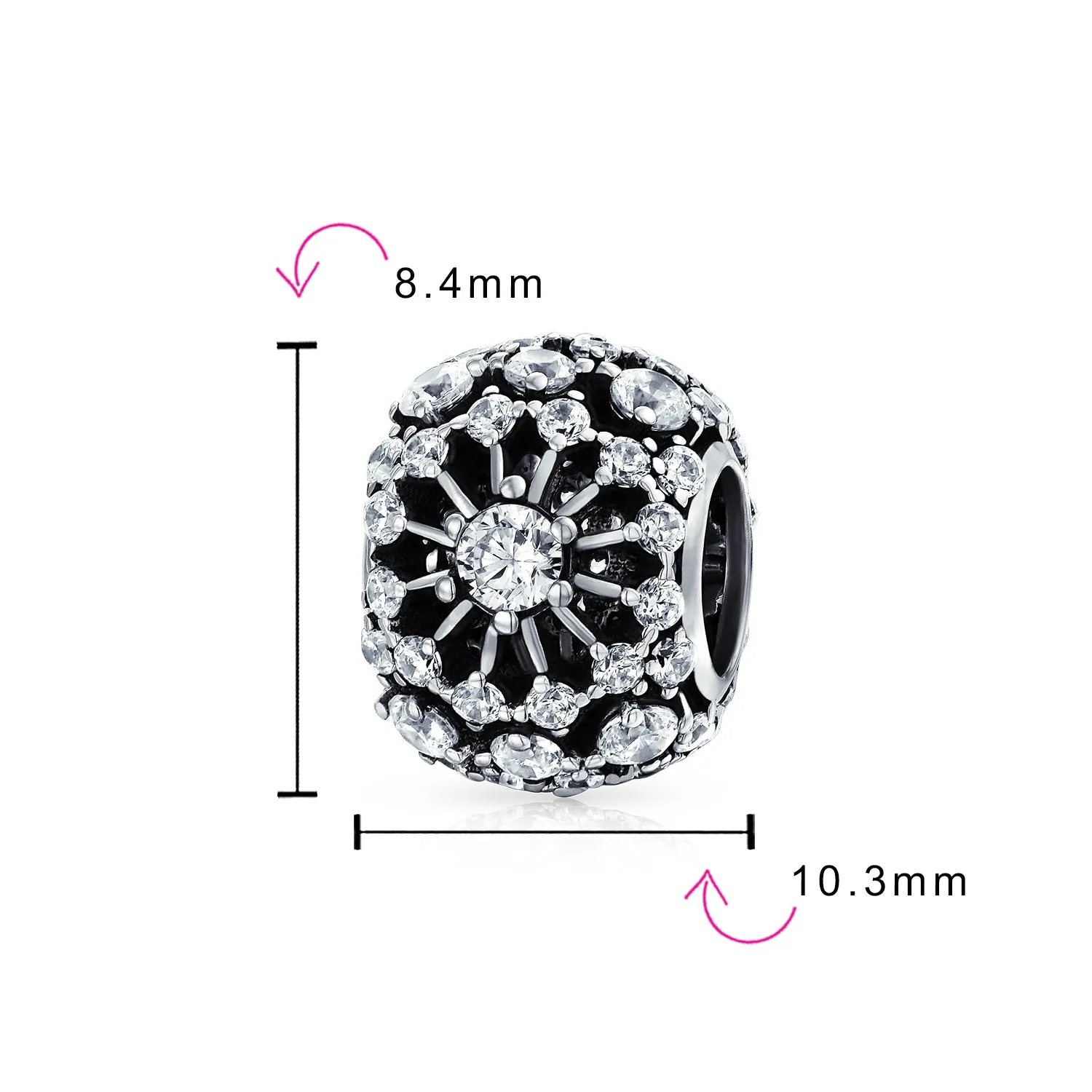 Black White Crystal Bead Charm Filigree Spacer Disc for European Bracelet