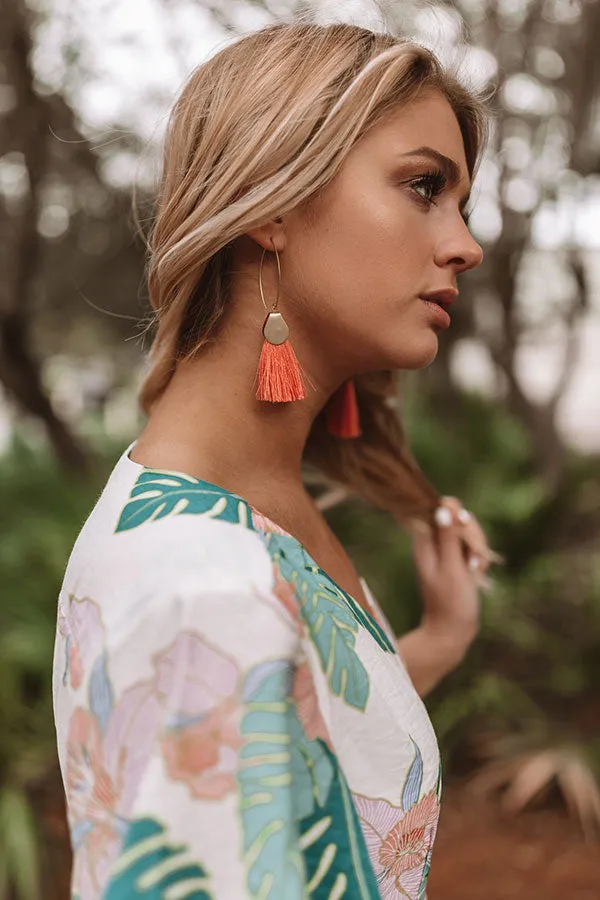 Blame It On My Heart Tassel Earrings In Coral