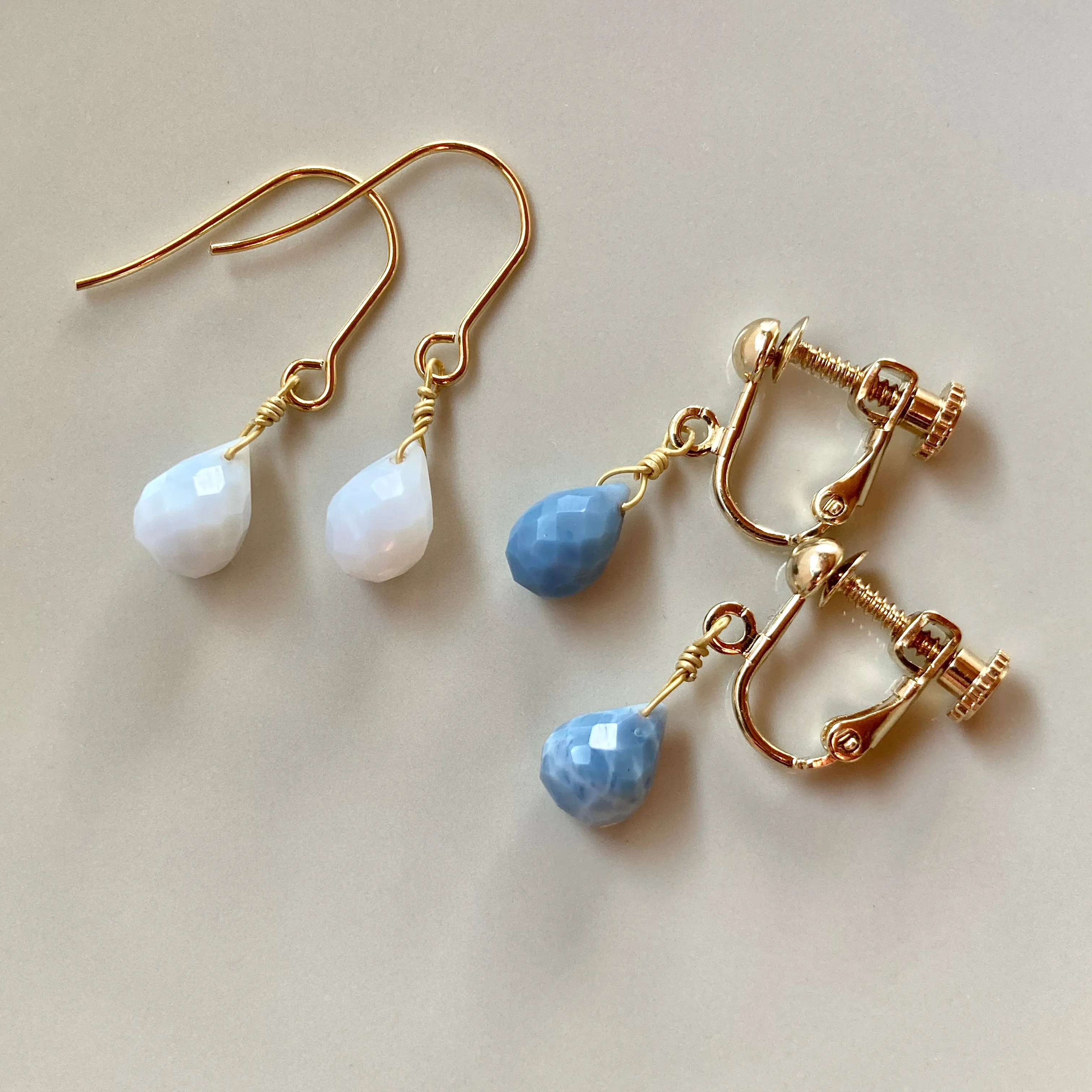 Blue Opal Short Pierces / Earrings (GOLD)