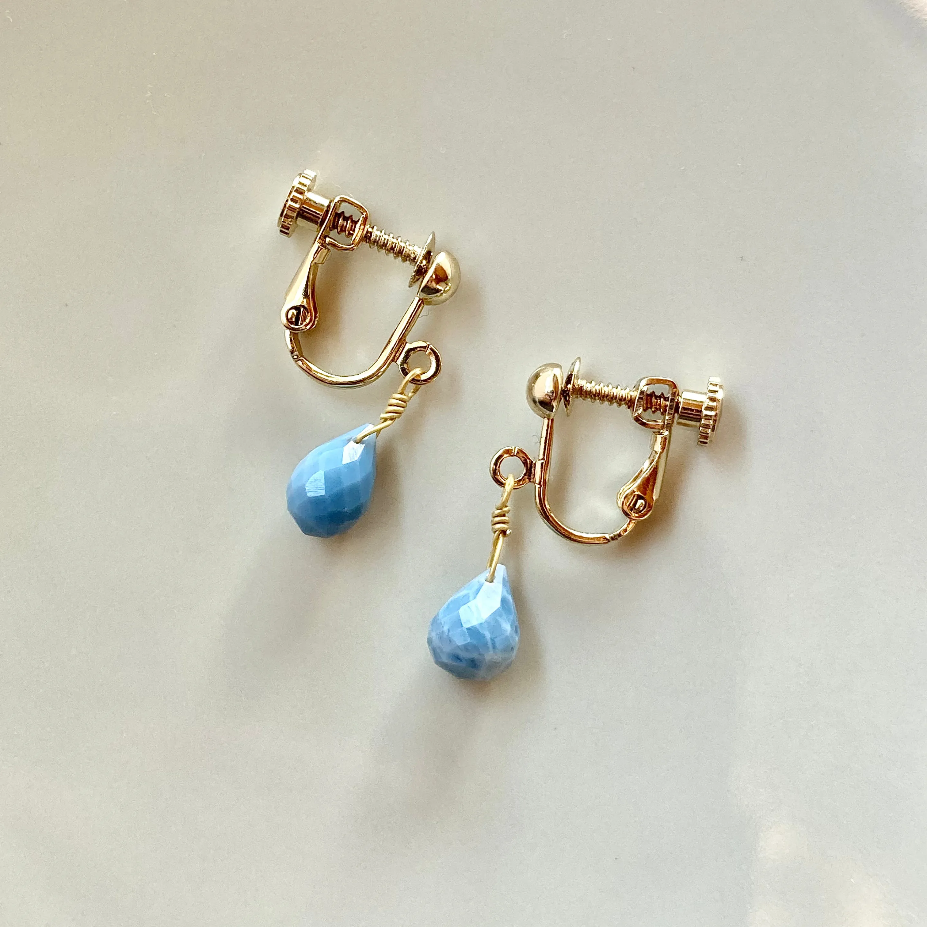 Blue Opal Short Pierces / Earrings (GOLD)