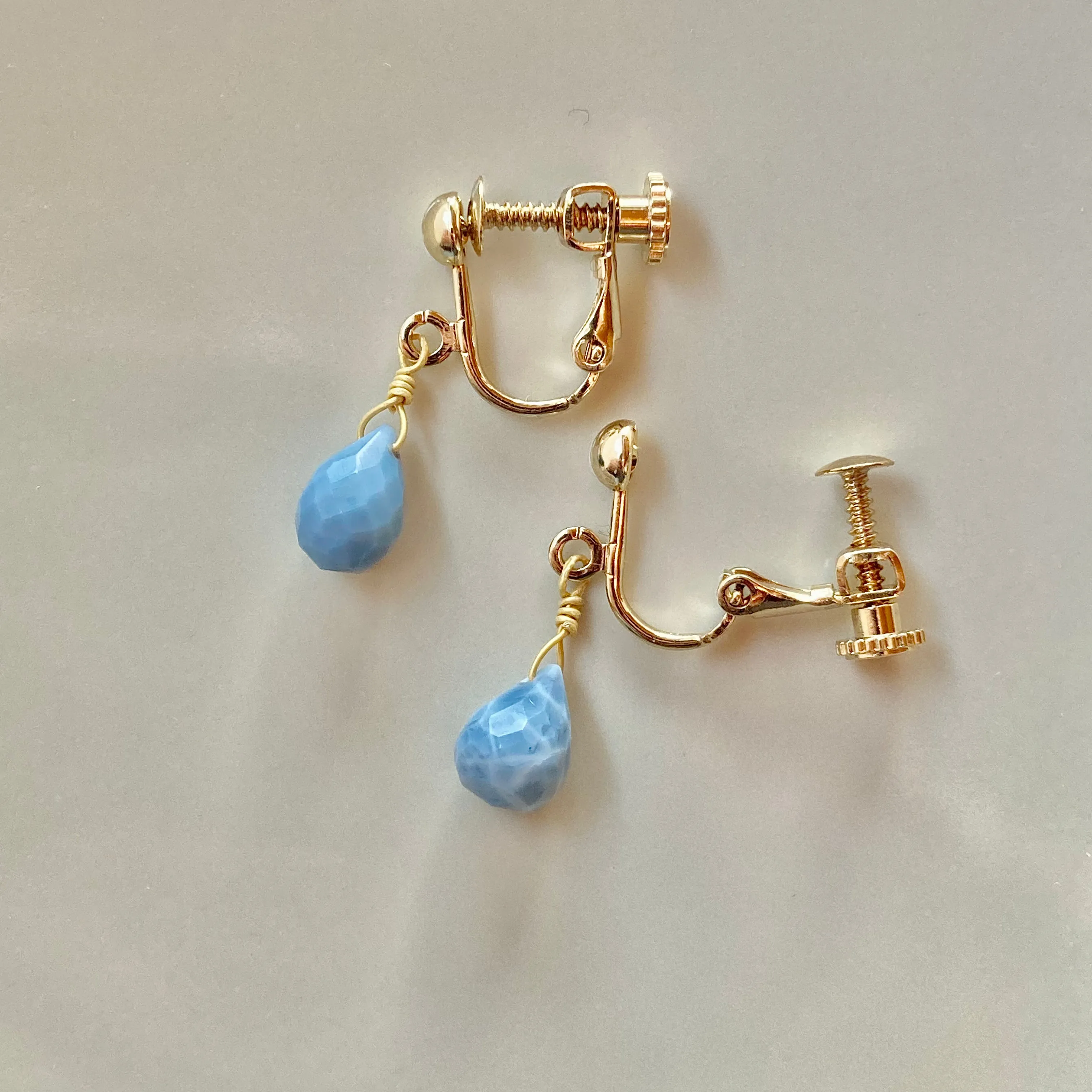 Blue Opal Short Pierces / Earrings (GOLD)