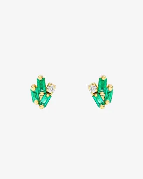 Bold Cluster Emerald Studs