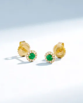 Bold Emerald Mini Round Pave Studs