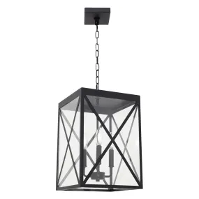 BONLICHT 3-Light Outdoor Chandelier Lighting Black Lantern Pendant Light Exterior Ceiling Light Fixtures