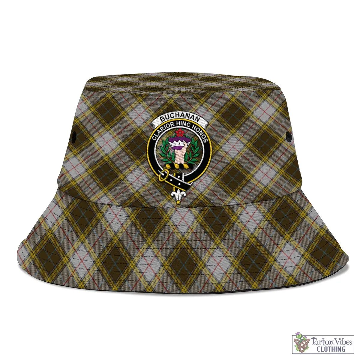 Buchanan Dress Tartan Bucket Hat with Family Crest