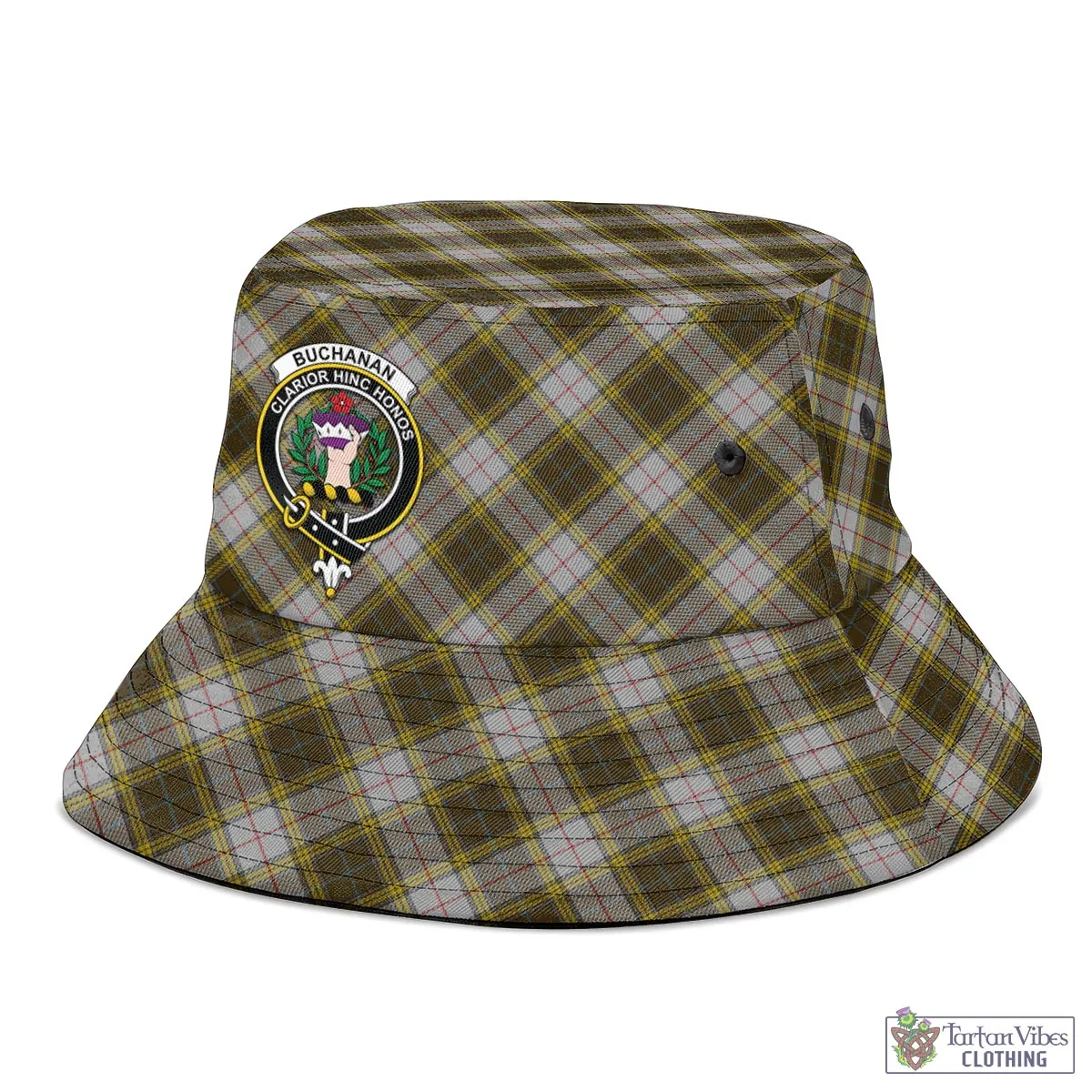 Buchanan Dress Tartan Bucket Hat with Family Crest