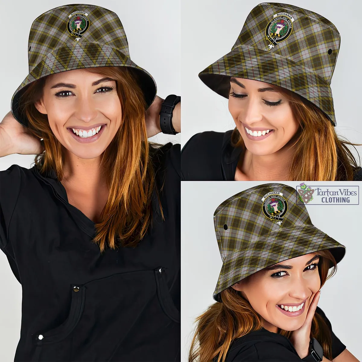 Buchanan Dress Tartan Bucket Hat with Family Crest