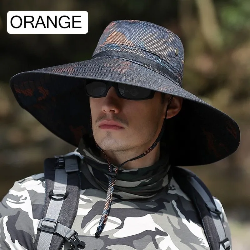 Camouflage Bucket Hat with Extra Wide Brim