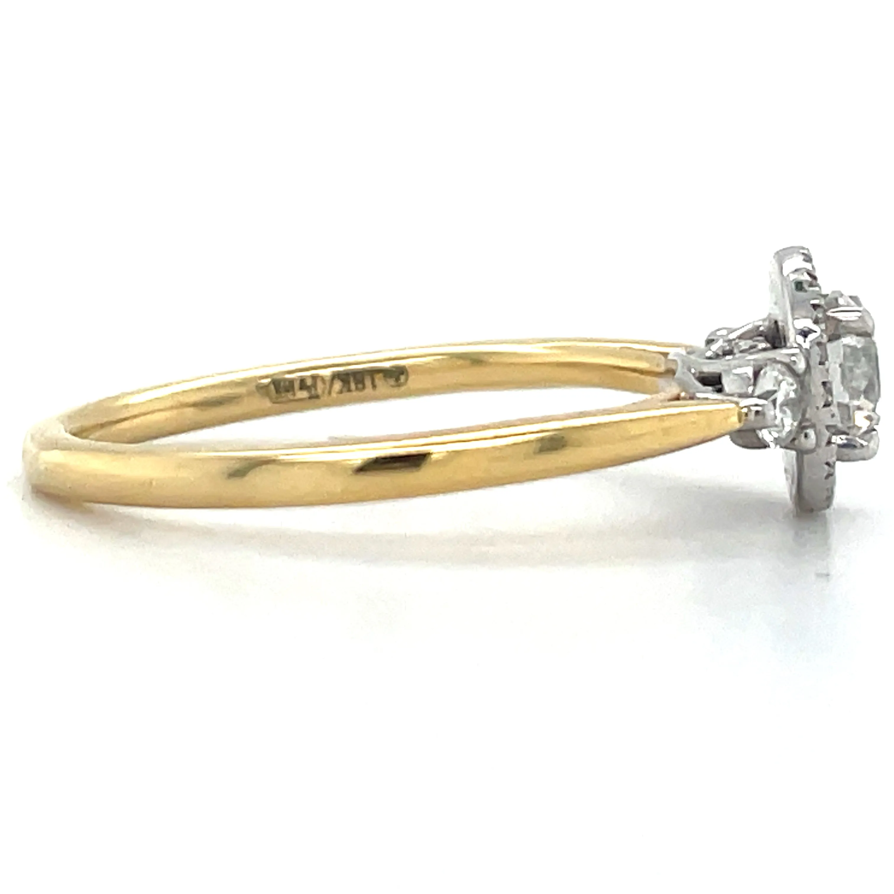 Cara - 18ct Yellow Gold Round Halo With Two Side Stone Diamond Engagement Ring