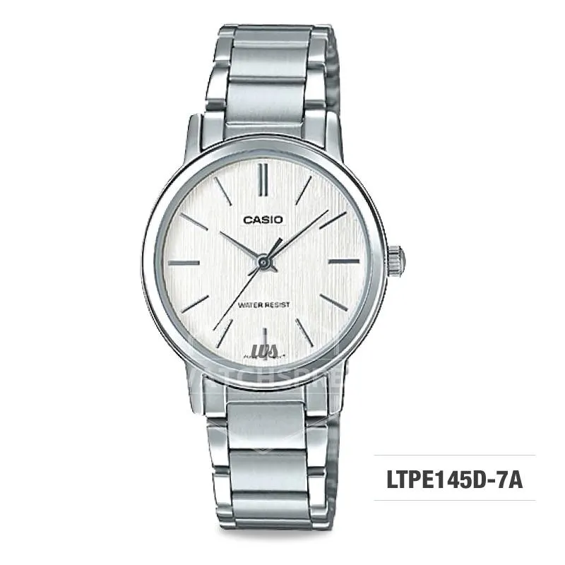 Casio Ladies' Standard Analog Silver Stainless Steel Band Watch LTPE145D-7A LTP-E145D-7A