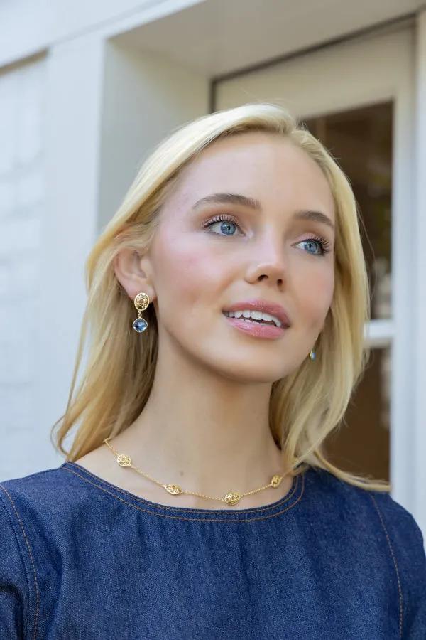 Catherine Gold Lattice & Blue Quartz Earrings