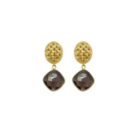 Catherine Gold Lattice & Smoky Quartz Earrings